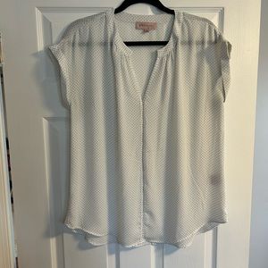 Philosophy large white blouse with black polka dots